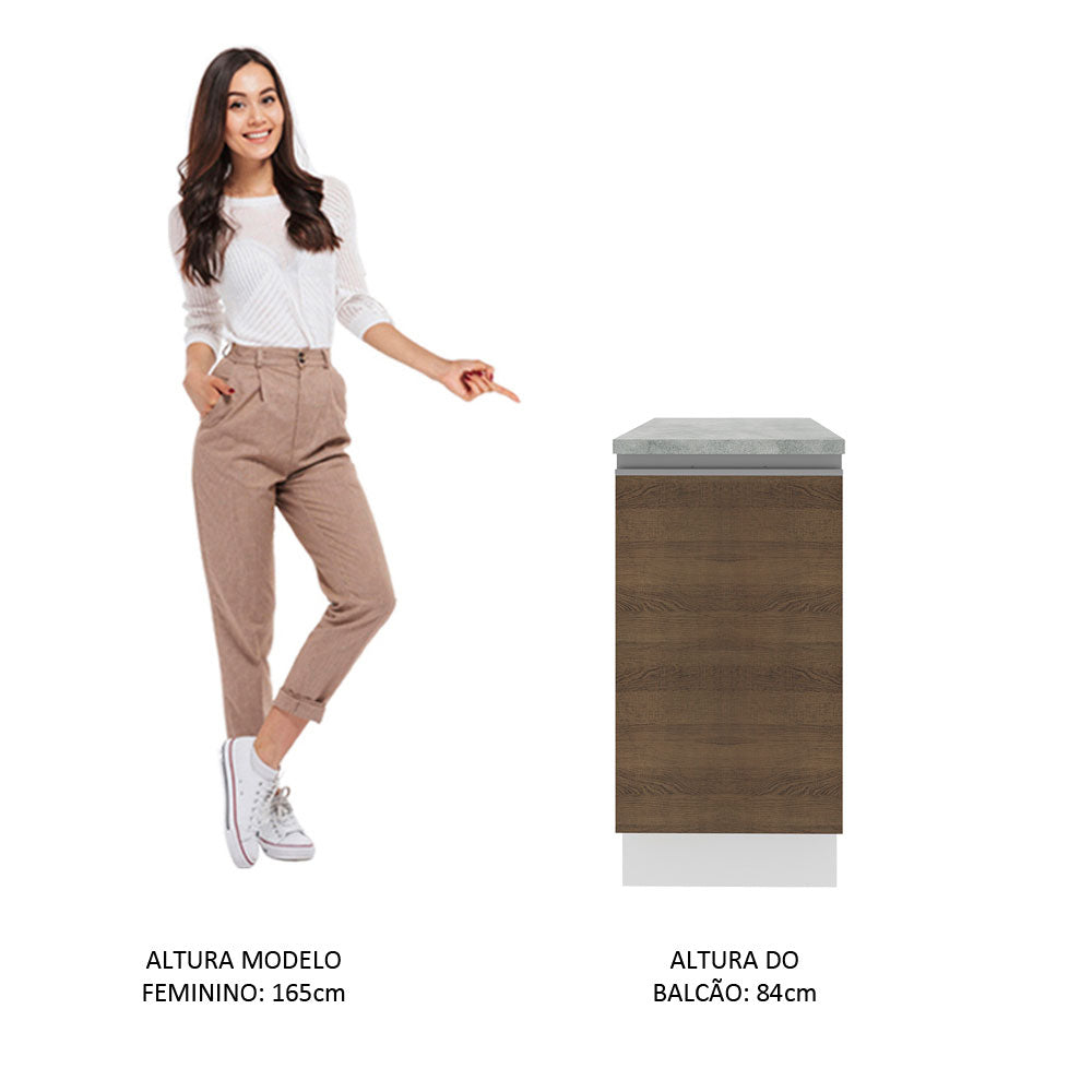 Balcão Madesa Glamy 40 cm 1 Porta Branco/Rustic