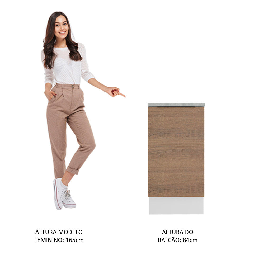 Balcão Madesa Stella 40 cm 1 Porta Branco/Rustic