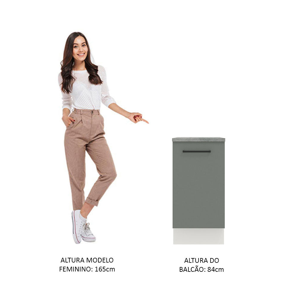 Balcão Madesa Agata 40 cm 1 Porta Branco/Cinza