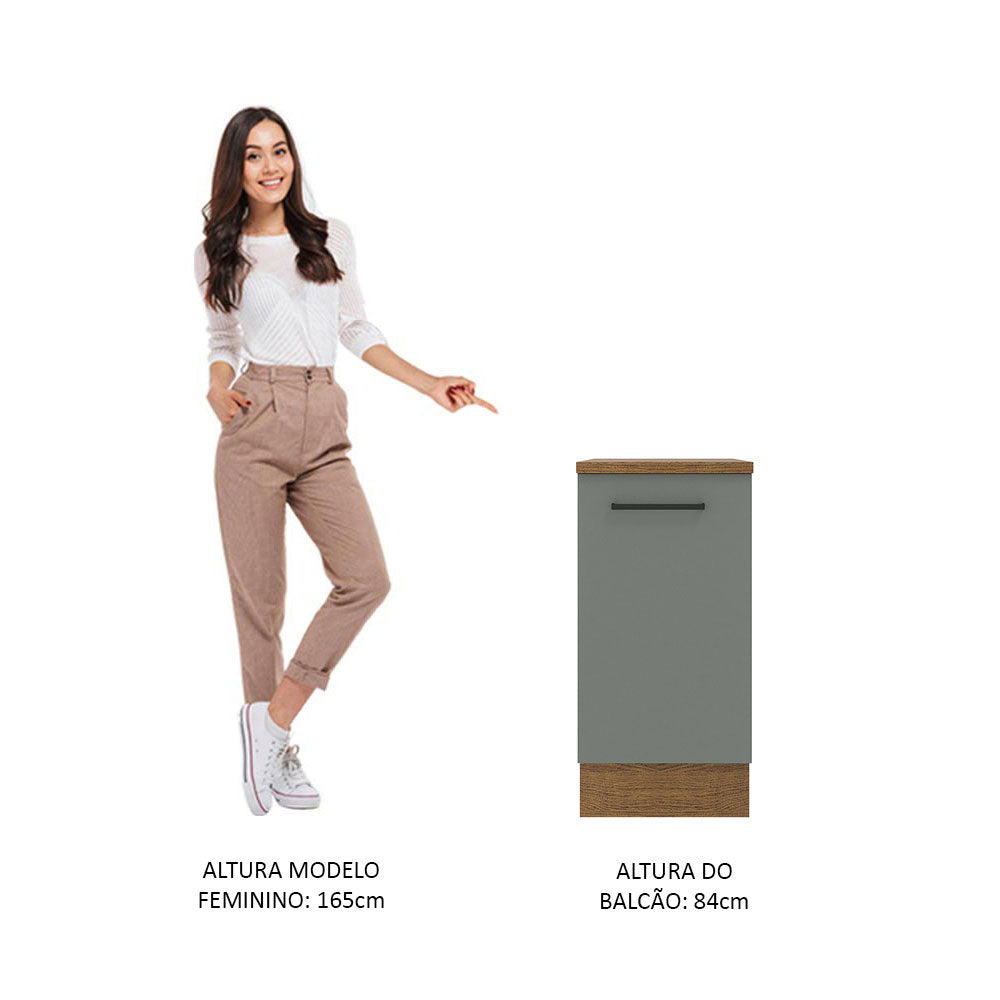 Balcão Madesa Agata 40 cm 1 Porta Rustic/Cinza