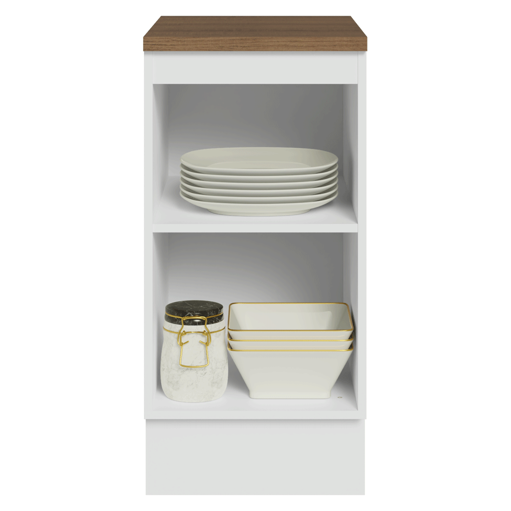 Balcão de Cozinha 40 cm 1 Porta Branco Tampo Rustic Agata Madesa
