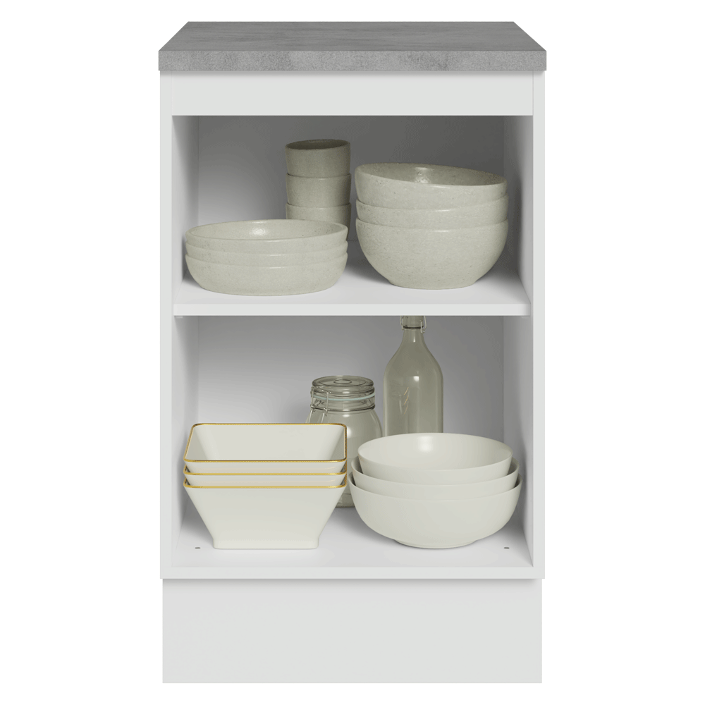 Balcão de Cozinha 50cm 1 Porta (Com Tampo) Branco/Crema Vik Madesa