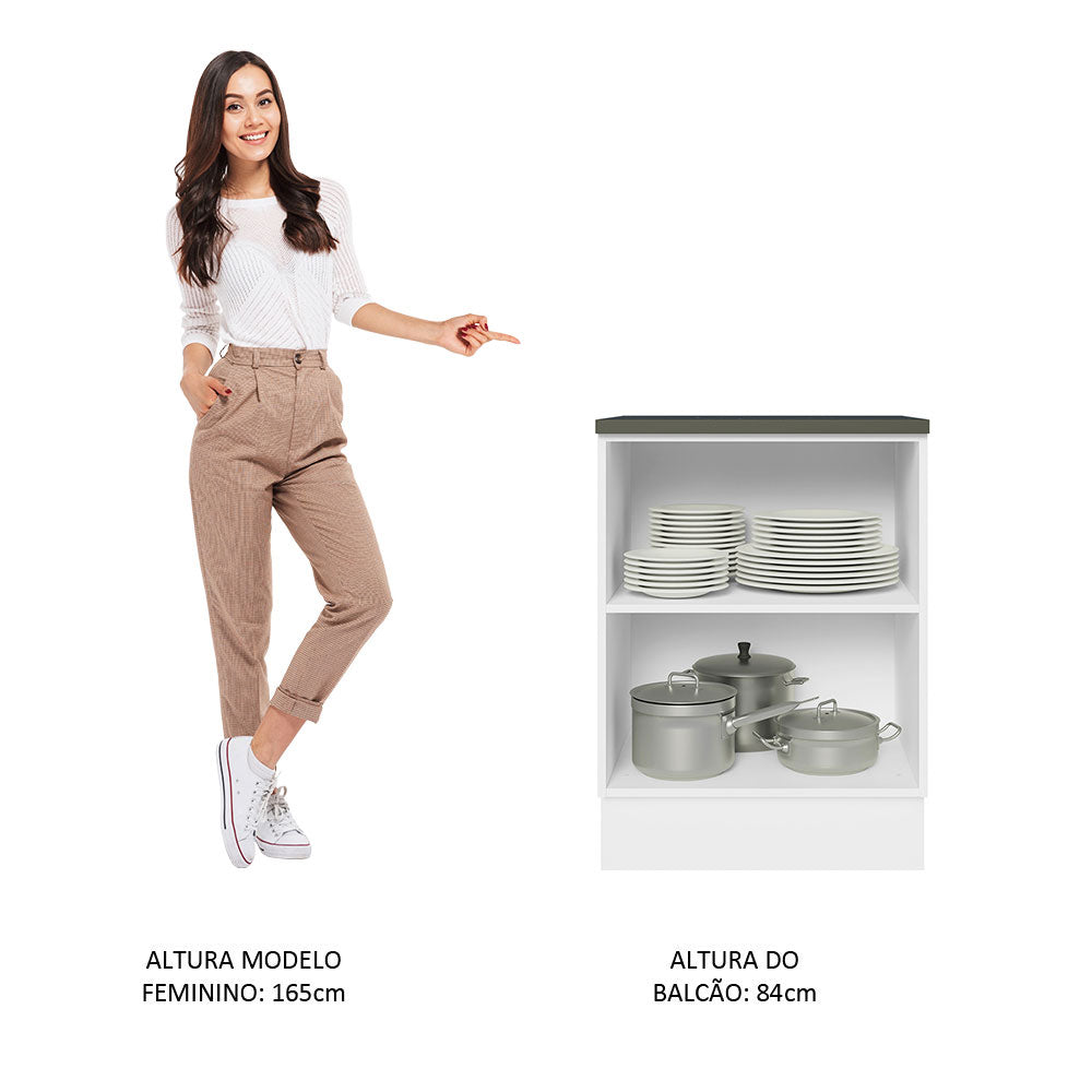 Balcão Madesa Acordes 100% MDF 60 cm 1 Porta Frente Branco Brilho