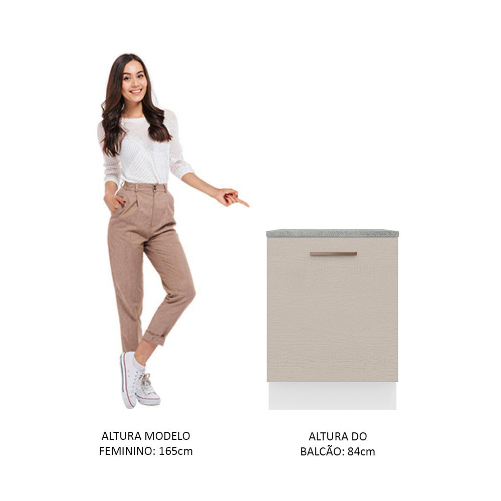 Balcão 60 cm 1 Porta Branco/Crema Agata Madesa