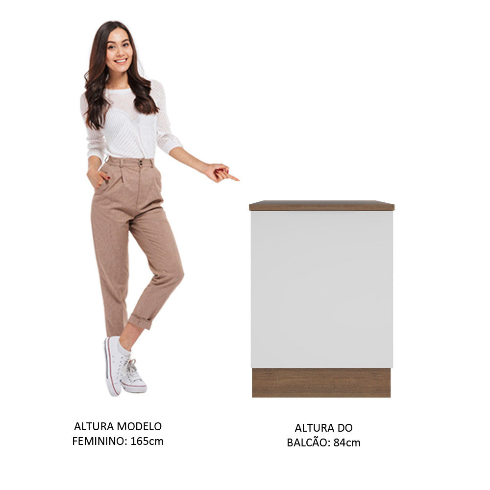 Balcão Madesa Stella 60 cm 1 Porta Rustic/Branco