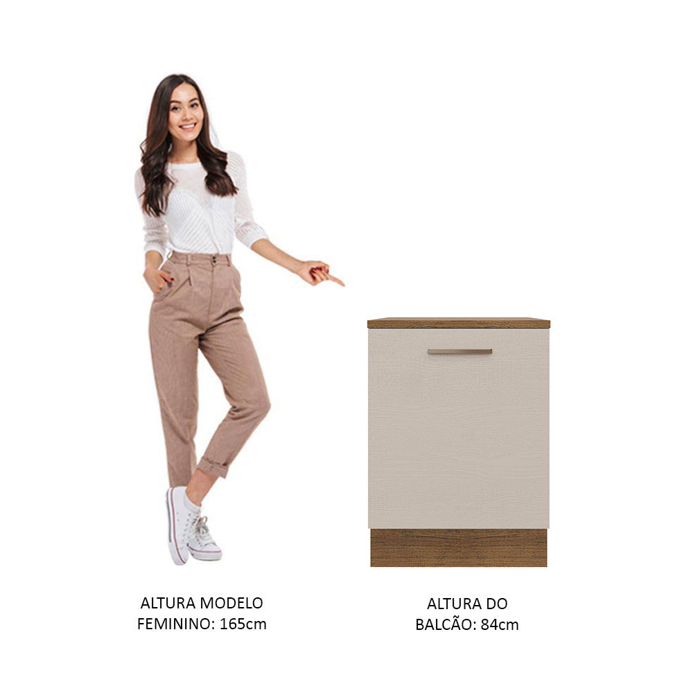 Balcão 60 cm 1 Porta Rustic/Crema Agata Madesa