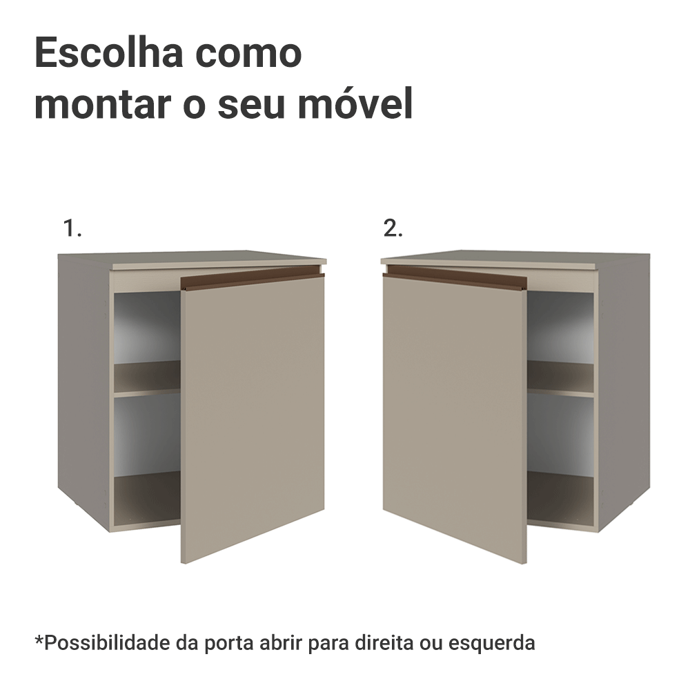 Balcão de Cozinha 60 cm 1 Porta Suspenso Crema Nice Madesa