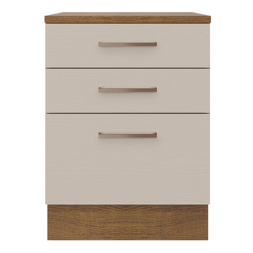 Balcão 60 cm 3 Gavetas Rustic/Crema Agata Madesa