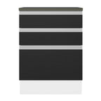 Balcão 100% MDF 60 cm 3 Gavetas Branco/Preto Acordes Madesa