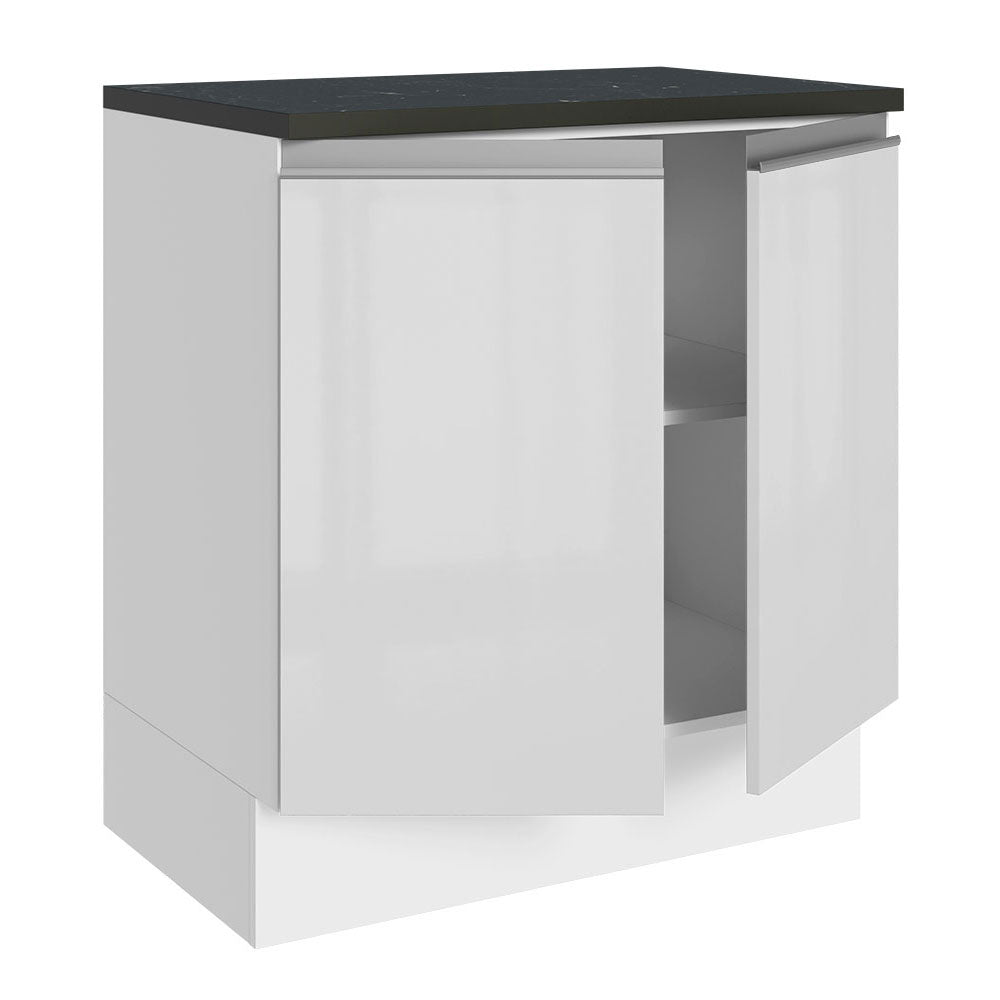 Balcão 100% MDF 70 cm 2 Portas Frentes Branco Brilho Acordes Madesa