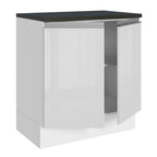Balcão 100% MDF 70 cm 2 Portas Frentes Branco Brilho Acordes Madesa