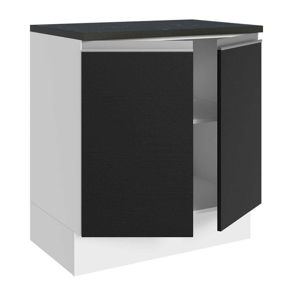 Balcão 100% MDF 70 cm 2 Portas Branco/Preto Acordes Madesa