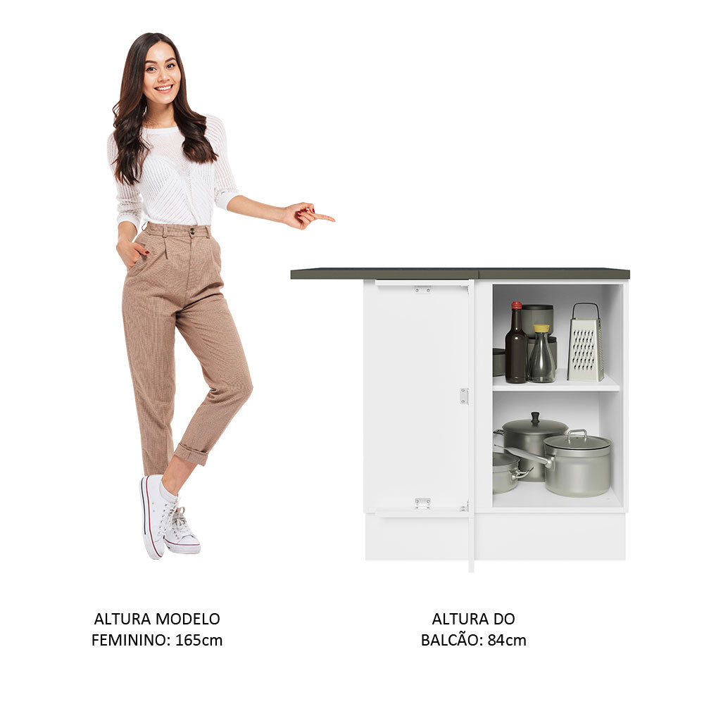 Balcão de Canto Madesa Acordes 100% MDF 1 Porta Branco Brilho