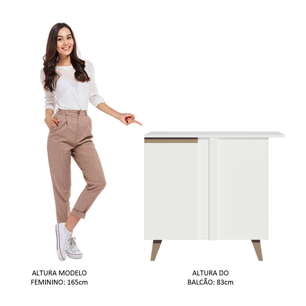 Balcão de Canto Madesa Reims 1 Porta Branco