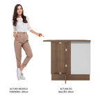 Balcão de Canto Madesa Glamy 1 Porta Rustic/Branco