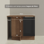 Balcão de Canto 1 Porta Rustic/Preto Lux Madesa