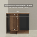 Balcão de Canto 1 Porta (Sem Tampo) Rustic/Preto Lux Madesa