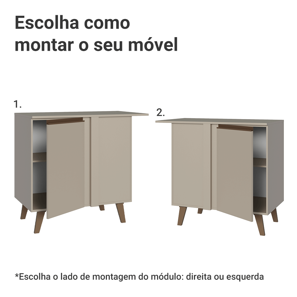 Balcão de Canto 1 Porta Com Pés Crema Nice Madesa