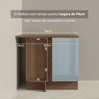 Balcão de Canto 1 Porta (Sem Tampo) Rustic/Cinza Lux Madesa