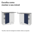 Balcão de Canto 1 Porta Branco/Azul Vik Madesa