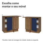 Balcão de Canto 1 Porta Rustic/Azul Vik Madesa