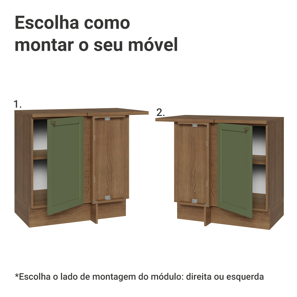 Balcão de Canto 1 Porta Rustic/Verde Vik Madesa