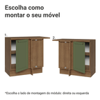 Balcão de Canto 1 Porta Rustic/Verde Vik Madesa