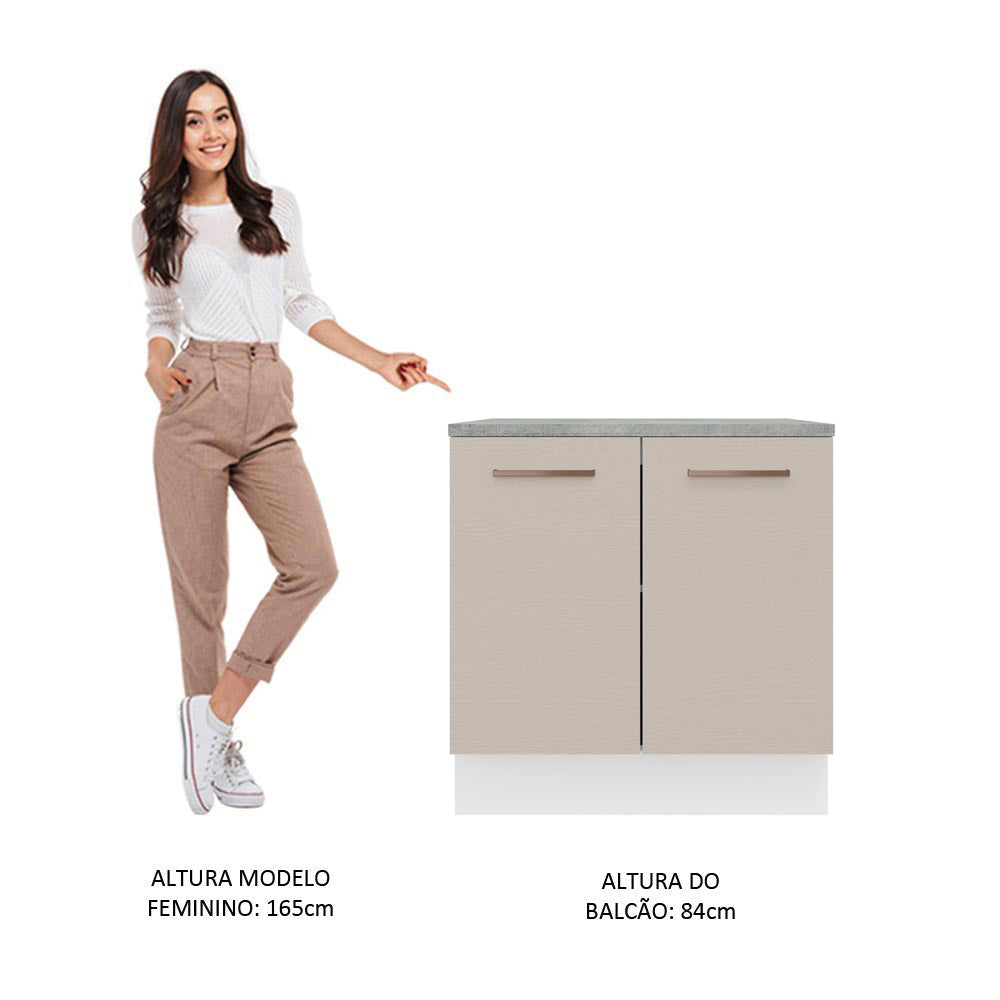 Balcão 80 cm 2 Portas Branco/Crema Agata Madesa