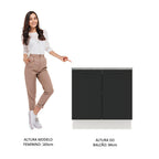 Balcão Madesa Agata 80 cm 2 Portas Branco/Preto