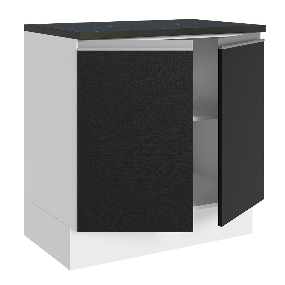 Balcão 100% MDF 80 cm 2 Portas Branco/Preto Acordes Madesa