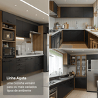 Balcão de Cozinha 80 cm 2 Portas (Sem Tampo) Rustic/Preto Agata Madesa