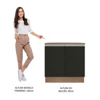 Balcão Madesa Glamy 80 cm 2 Portas Rustic/Preto