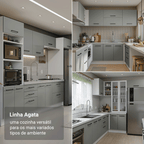 Balcão Madesa Agata 80 cm 2 Portas Branco/Cinza