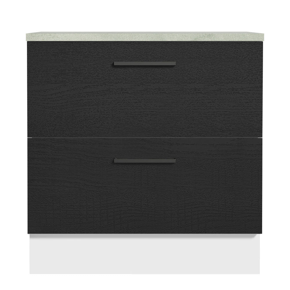 Balcão 80 cm 2 Gavetas Branco/Preto Agata Madesa