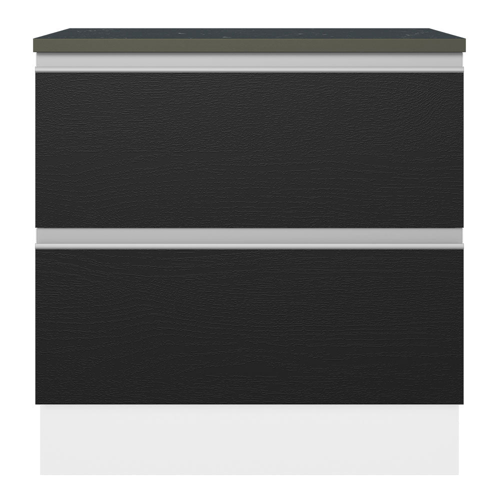 Balcão 100% MDF 80cm 2 Gavetas Branco/Preto Acordes Madesa