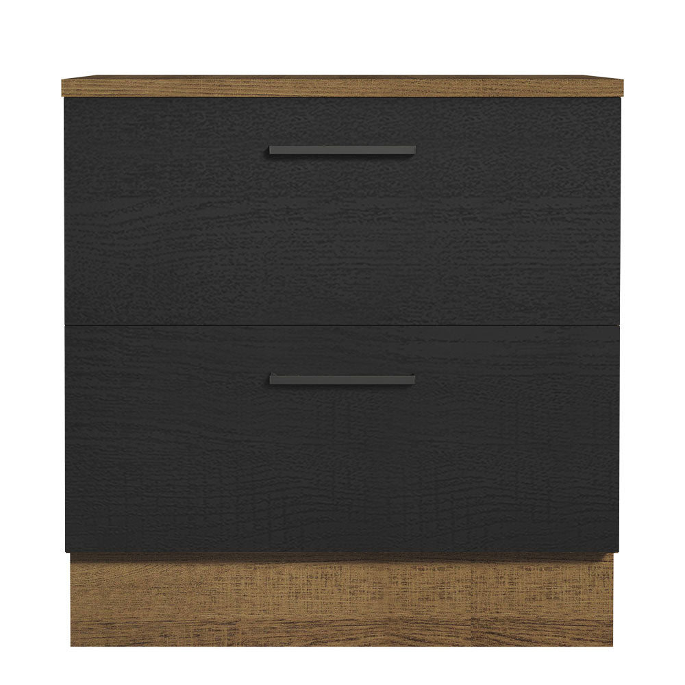 Balcão 80 cm 2 Gavetas Rustic/Preto Agata Madesa