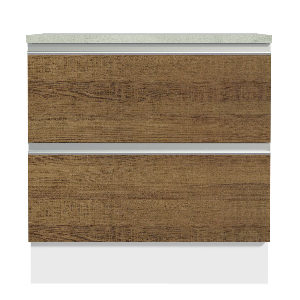 Balcão 80 cm 2 Gavetas Branco/Rustic Glamy Madesa