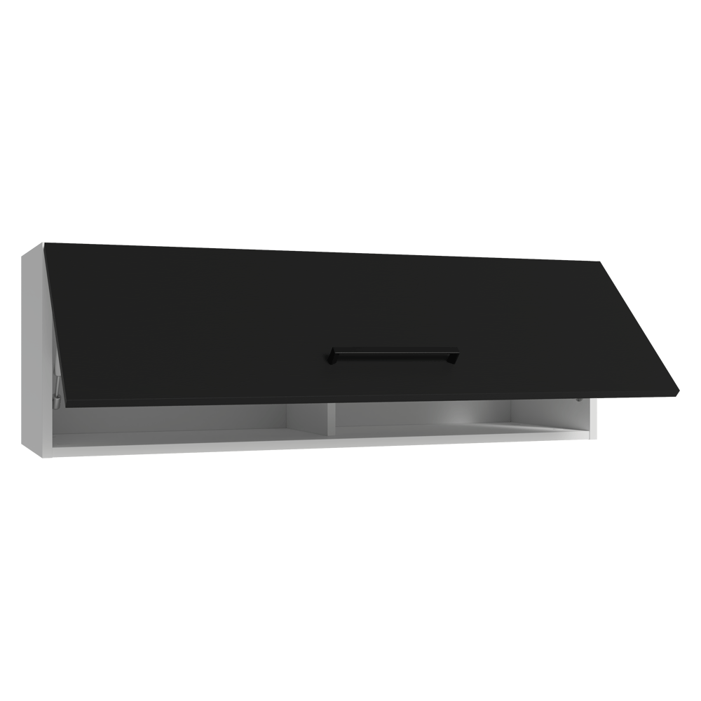 Armário Aéreo 100 cm 1 Porta Basculante Branco/Preto Agata Madesa