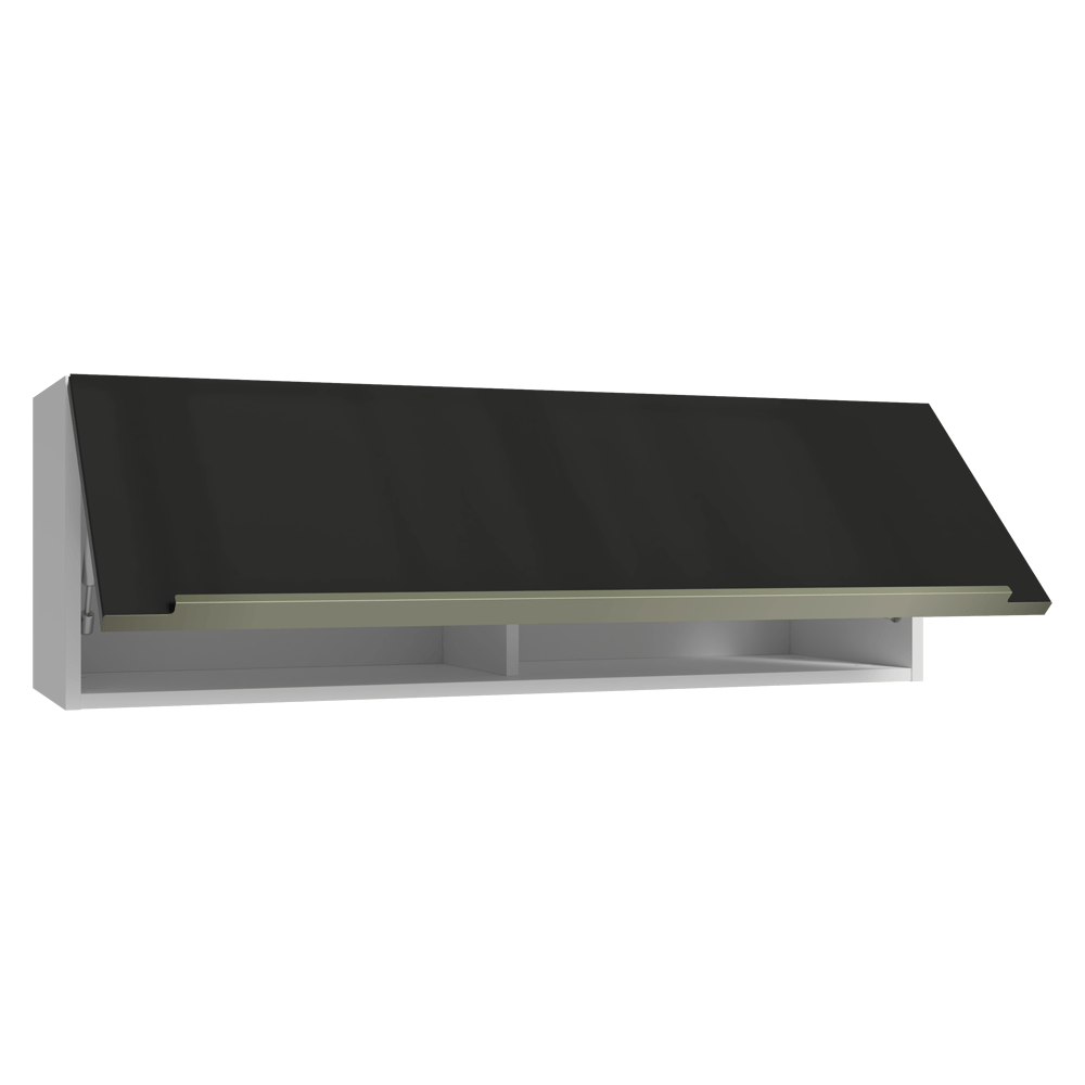 Armário Aéreo 100 cm 1 Porta Basculante Branco/Preto Lux Madesa