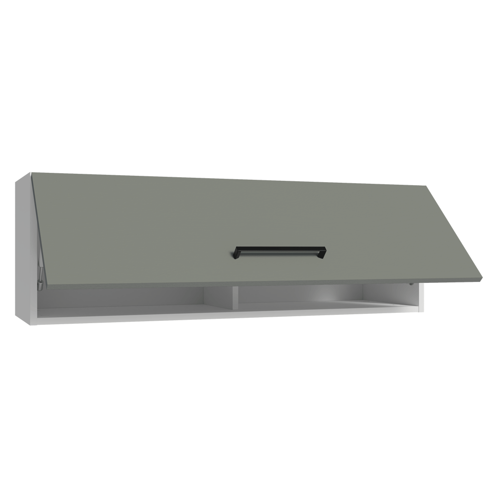 Armário Aéreo 100 cm 1 Porta Basculante Branco/Cinza Agata Madesa