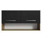 Armário Aéreo Cozinha 105cm 2 Portas 1 Nicho Rustic/Preto Emilly Madesa