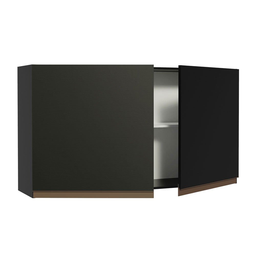 Armário Aéreo Madesa Reims 120 cm 2 Portas Preto