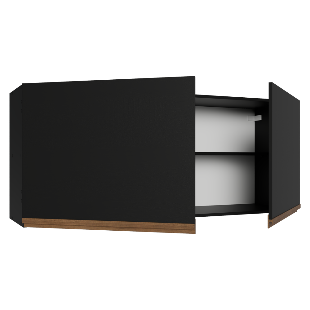 Armário Aéreo de Cozinha com 2 Portas 120 cm Preto Pieta Madesa
