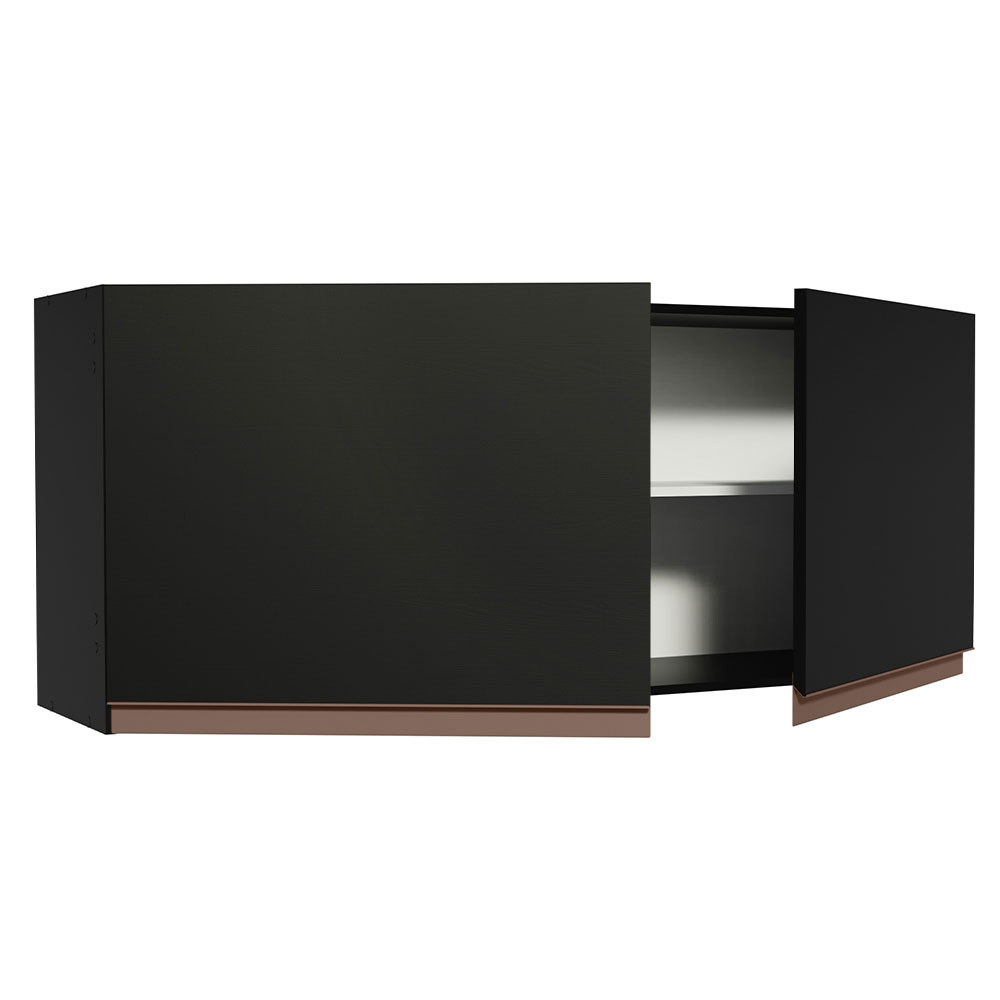 Armário Aéreo de Cozinha 120 x 50 cm 2 Portas Preto Madesa Reims