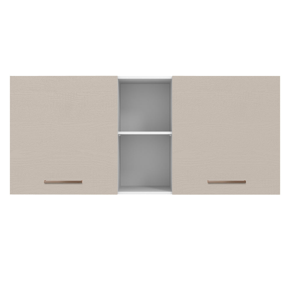 Armário Aéreo 150 cm 2 Portas e 2 Nichos Branco/Crema Agata Madesa