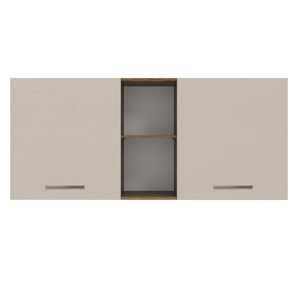 Armário Aéreo 150 cm 2 Portas e 2 Nichos Rustic/Crema Agata Madesa
