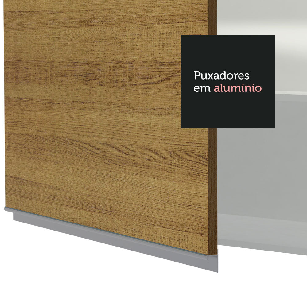 Armário Aéreo Madesa Glamy 150 cm 2 Portas e 2 Nichos Branco/Rustic