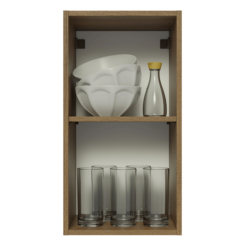 Armário Aéreo Madesa Lux 35 cm 1 Porta Rustic/Preto