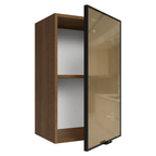 Armário Aéreo de Cozinha 1 Porta 40 cm Rustic/Preto Vidro Reflecta Bronze Vinil Madesa