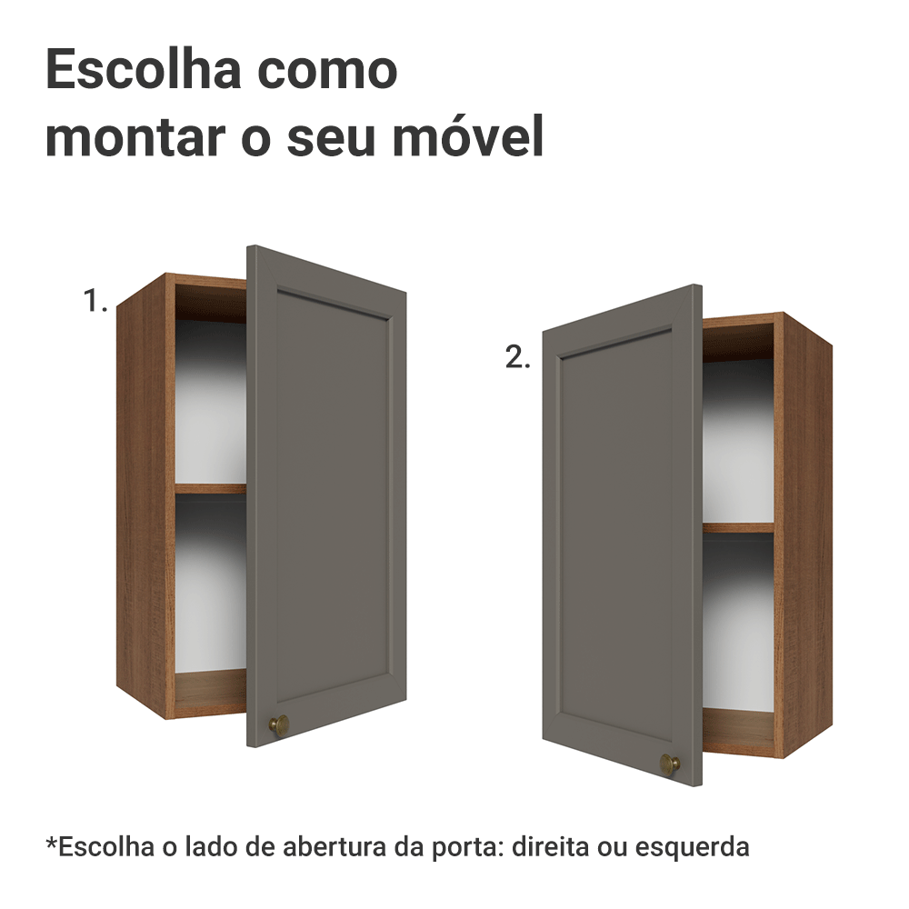 Armário Aéreo 40 cm 1 Porta Rustic/Cinza Vik Madesa